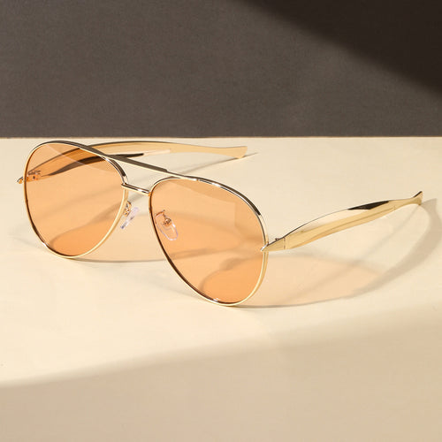 Big Frame Aviator New Import Metal Bare Face Sun-Proof Sunglasses Personality Street Snap Trendy Women Sunglasses Premium