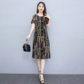 Plus Size Printed Short Sleeve Tummy-Control Dress