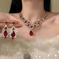 Scent Glam Lilith Heavy-Duty Retro Red Cubic Zirconia Necklace Women Light Luxury Premium Banquet Clavicle Chain Imperial Breeze