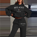 Fashion Plus Size Lined Printed Letter Print Hoodie Set