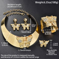 Dubai 18K Gold Butterfly Rhinestone Necklace Earrings Set Ring Bangle Women Banquet Jewelry Set Cubic Zirconia Rhinestone