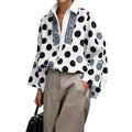 Fall French Fashion Long Sleeve Polka Dot Printed Loose Shirt
