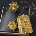 Overseas Middle East Dubai Cutout Flower Silk Flower Imperial Breeze Versatile Necklace Bangle Ring Set Wedding Bride