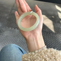 新中式玻璃仿玉冰透叮当镯圆条粗款闺蜜小众古风气质百搭粗款手镯
