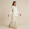 Satin Embroidered Long Sleeve Wavy Edge Loose Skirt + Top 2-Piece Set