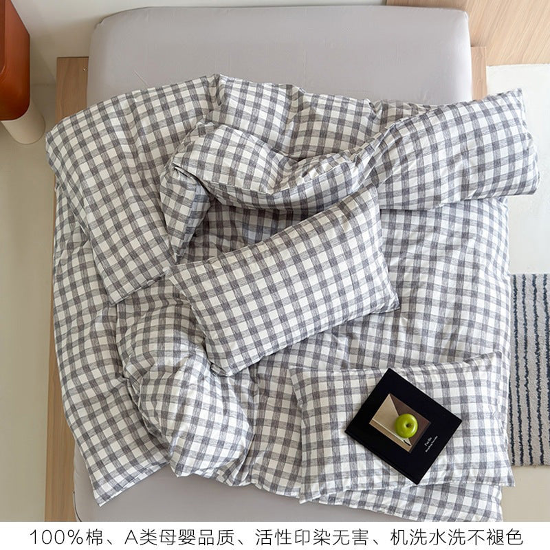 Spring Blue Bloom Korean-Style Cotton 4-Piece Bedding Set - view 2