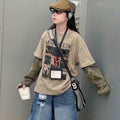 Girls' Faux Layered Camo Tee Wide-Leg Pants Street Set