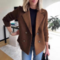 Women's Spring Fashion Elegant Wool Patchwork Jacket 2026 | Trendy Jacket - Brown