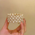 Vintage Imitation Pearl Multi-Layer Bangle Light Luxury Retro Elegant Bracelet Niche Unique Design Detail Hand Jewelry