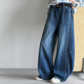 Girls' Denim Curved-Leg Wide-Leg Jeans - Slender Fit