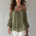 Fall Casual Off-Shoulder Tie-Front Shirt + Camisole