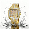 Export Overseas Hot Sale Fashionable Square Rhinestone Full Diamond Mens Watch La Horse Engrave Degree Premium Waterproof Quartz Watch