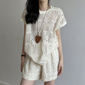 Summer Luxury Slimming Petite Hollow-Out Shorts + Top 2-Piece Set