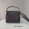 2026新款牛皮拼帆布小方包女高级感单肩斜挎包百搭通勤包 Handbag