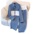 Fall Casual Fashion Long Sleeve Patchwork Wide Leg Pants + Top 2-Piece Set