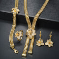 EU/US Import Dubai Gold 18K Personality ins Necklace Bracelet Set Earrings Ring India Knot Wedding Women Accessory Set