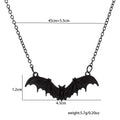 Western Trendy Black Bat Necklace Halloween Statement Hip-Hop Clavicle Chain Personality Simple Accessory Women N6349