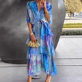 Gradient Print Layered Dress - European Style Fashion Dress for Spring Summer