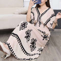 Women's Chinese French Short Sleeve V-Neck Printed Dress + Skirt 2026 - 1-1#