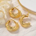 Overseas Fashionable Western Light Luxury C Type Texture Pendant Necklace Versatile Super Sparkle Earrings Commute 2-Piece Set Elegant Women