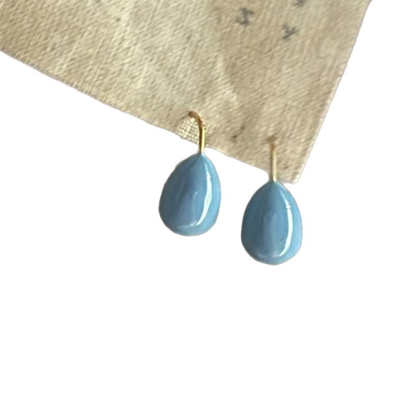 Minimalist Enamel Teardrop Hook Earrings - view 5