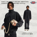 Fall/Winter Retro Fleece Distressed Washed Loose Fit Half Zip Stand Collar Hoodie & Pants Set