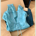 Women's New Chinese Luxury Ramie V-Neck Sun-Protection Lightweight Shirt 2026 - Blue
