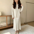 Fall-Winter Elegant Minimal Knit Wool Crew Neck Loose Skirt + Sweater + Top 2-Piece Set