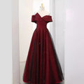Red Off-Shoulder Bridal Gown - French Style Plus Size Wedding Toasting Dress