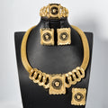 Overseas Western Retro Statement Gold Plated Portrait Necklace Bracelet Set Earrings Ring Bohemian Breeze Women Set