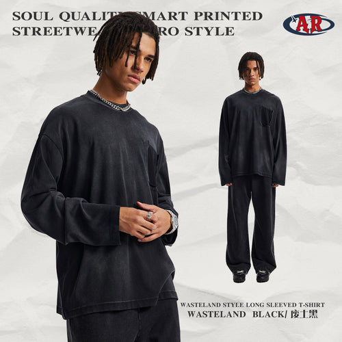 ARTIE Men's Fall/Winter Wasteland Pure Cotton 325G Spray-Dye Destroyed T-Shirt