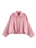 Women's Spring Fashion Batwing Sleeve Top 2026 | Casual Blouse - Green Jacket