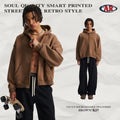 Unisex Fall/Winter Boxy Cropped Loose Fit Drop Shoulder Zip Fleece-Lined Hoodie