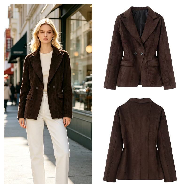 Women's Lapel Collar Waist-Tie Jacket 2026 | Trendy Jacket - Coffee