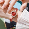 2026 New Fashionable Rhinestone Leaves Round Ladies Watch Clean Dial Adjustable Overseas Pro Supply Gift Watch