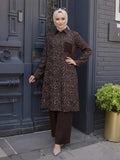 Women's Fashion Printed Loose Mid-Length Long Wide Leg Pants + Top 2-Piece Set 2026 - Black