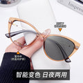 Light-Changing Cat-Eye Glasses Overseas Western Women Retro Reading Glasses Anti-Blue Fashionable Personality Plano Glasses Frame