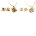 Western Exquisite Fashionable Light Luxury Rainbow Set Inlay Cubic Zirconia Necklace Fashionable Pendant Colorful Stud Earring Necklace Set 2-Piece Set