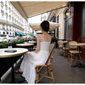 White Heavy Embroidery Camisole Dress, French Style Fitted A-Line