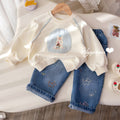 Girls' Puppy Rainbow Embroidery Straight Jeans