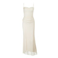 Pleated Drape Mesh Camisole Bodycon Dress, Sexy Pure Style