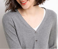 Women's Fall Artistic Fashion Knit Wool Long Sleeve V-Neck Loose Sweater + Cardigan + - Blue