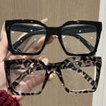 Contrast Square Big Frame Plano Women Overseas Influencer Style Blue-Light Glasses Simple Versatile Bare Face Glasses Frame