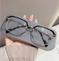 Anti-Blue-Light Myopia Glasses New Influencer Pick Browline Men HD Formal Si Pattern Half-Rim Glasses Frame Prescription Sunglasses