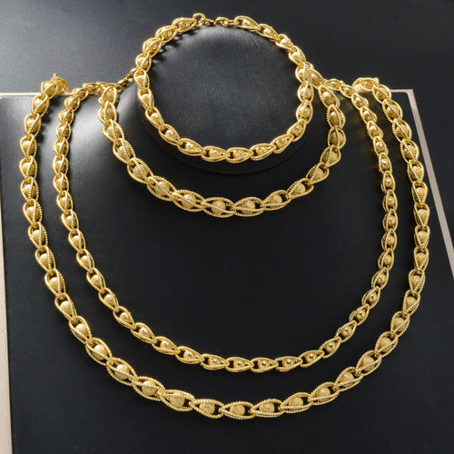 New Western Street Trendy Hip-Hop Chain Bag Bead Piece Band Mutual Clasp Chunky Chain Versatile Necklace Bracelet Set Women