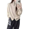 Women's Fall-Winter Korean Knit Wool High Neck Sweater + Cardigan + Jacket + Top 2026 - Off White