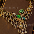 Vintage Personality Statement Heavy-Duty Emerald Mini Set Necklace Imperial Breeze Light Luxury Premium Jewelry