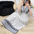 Women's Chinese French Short Sleeve V-Neck Printed Dress + Skirt 2026 - 1-1#