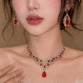 Glass Fantasy Dream Heavy-Duty Full Diamond Teardrop Jewelry Set Wedding Imperial Ball Clavicle Chain Light Luxury Niche Necklace