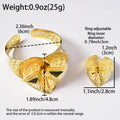 4th Leaf Cutout Copper Flower Middle East Bride Wedding Accessory Ancient Style Heart Double-Layer Open End Bangle Ring Set
